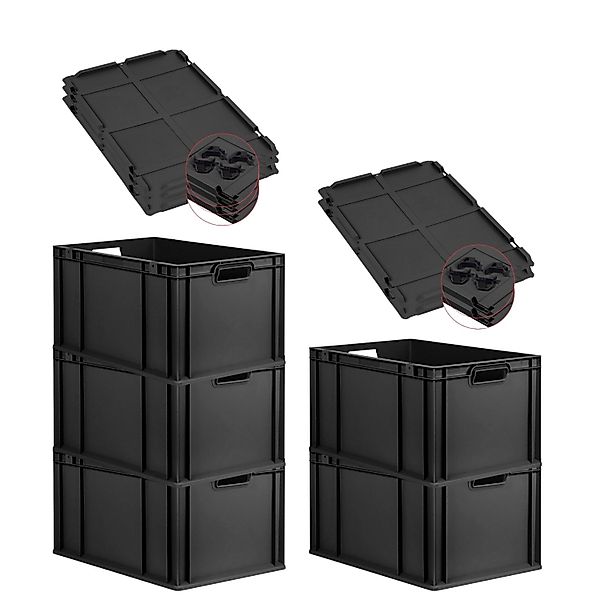 PROREGAL SparSet 5x Eurobox Nextgen Grip Mit Auflagedeckel Und Schwarzen Ve günstig online kaufen