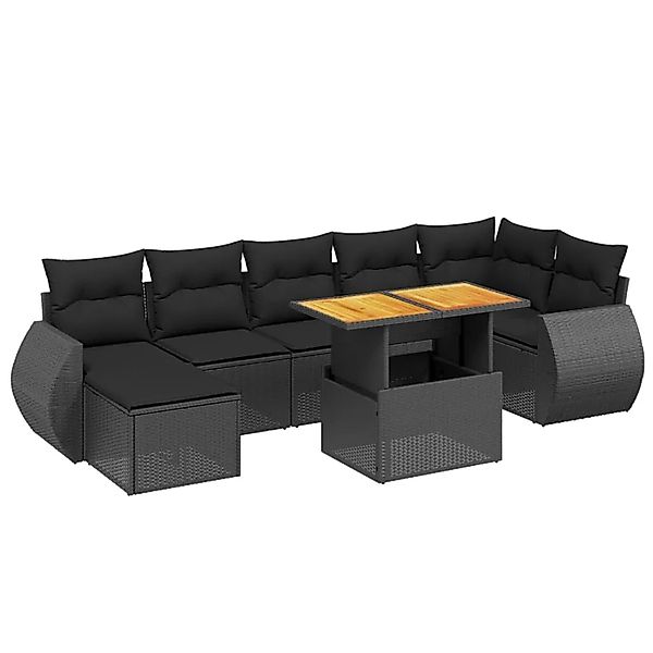 vidaXL 8-Tlg Garten-Sofagarnitur mit Kissen Schwarz Poly Rattan 3275820 günstig online kaufen