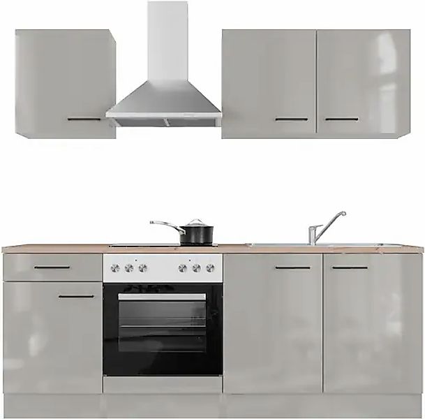 Flex-Well Exclusiv Küchenzeile 1601-036 Lund 210cm Lichtgrau glänzend -Rauc günstig online kaufen