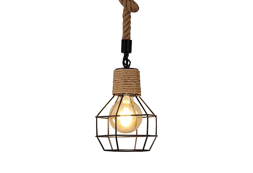 Goeco Deckenleuchte 1 Flammige Hängelampe Hanfseil Holz Kronleuchter Metall günstig online kaufen