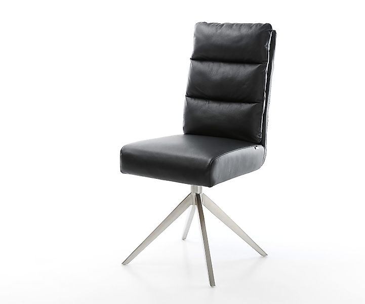 Drehstuhl Pela-Flex Echt-Leder Schwarz Kreuzgestell breit Edelstahl 360° dr günstig online kaufen