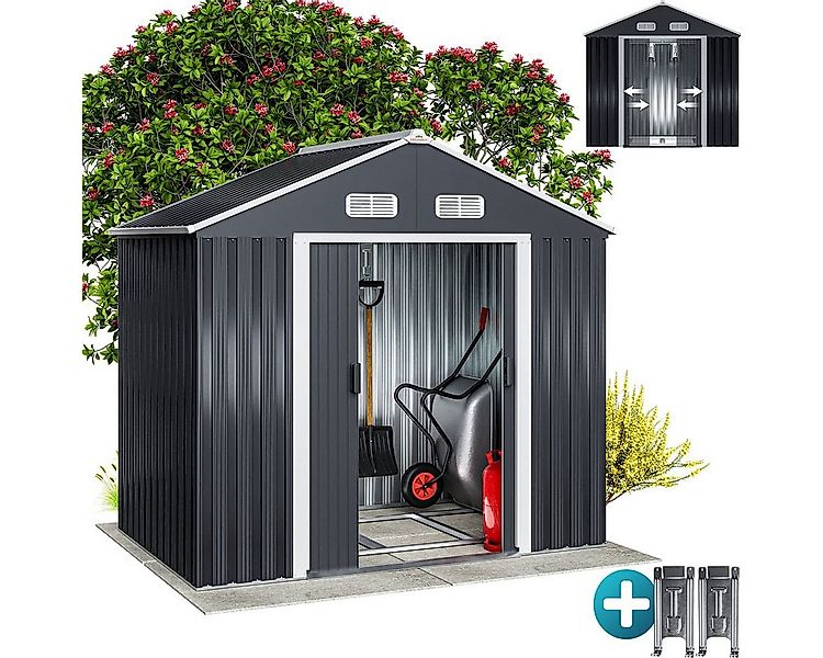 Gardebruk Gerätehaus, BxT: 132x196 cm, XL Metall 2m² mit Fundament 196x132x günstig online kaufen