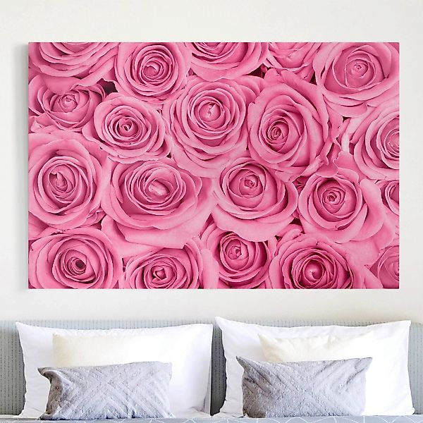 Leinwandbild Blumen - Querformat Rosa Rosen günstig online kaufen