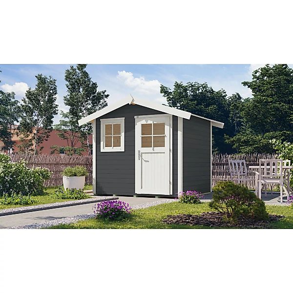 Weka Holz-Gartenhaus Anthrazit Satteldach Lasiert 239 cm günstig online kaufen