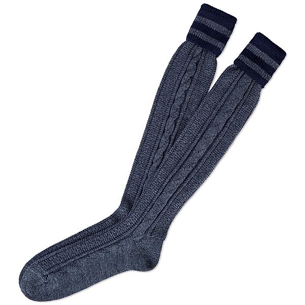 Lusana Trachten Kniestrümpfe Farbe blau/grau Größe: 44-45 günstig online kaufen