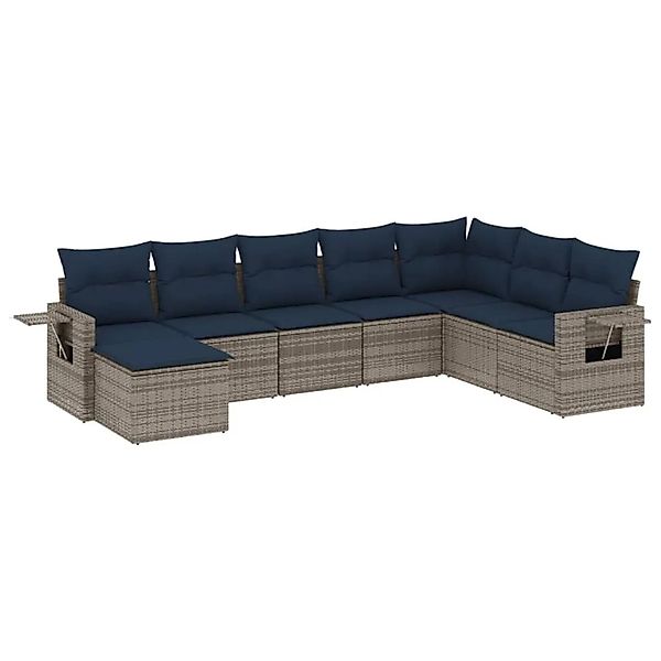 vidaXL 8-Tlg Gartensofa-Set mit Kissen Grau Polyrattan 3220560 günstig online kaufen