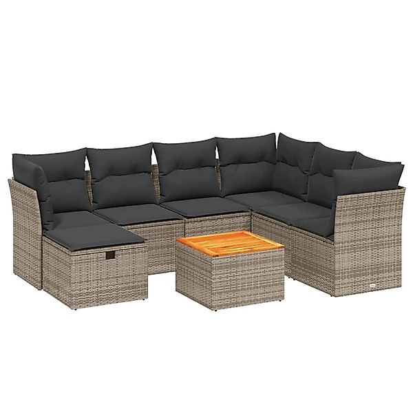 vidaXL 8-Tlg Garten-Sofagarnitur mit Kissen Grau Poly Rattan 3264742 günstig online kaufen