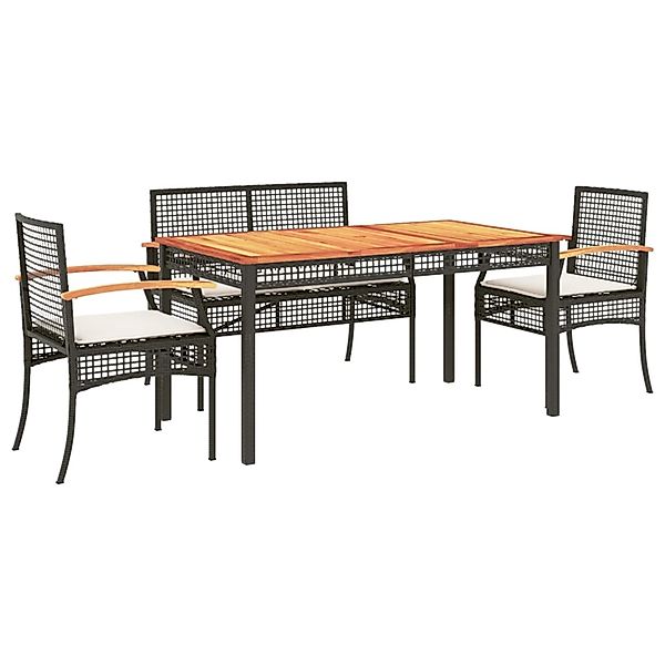 vidaXL 5-Tlg Garten-Essgruppe mit Kissen Schwarz Poly Rattan 3213568 günstig online kaufen