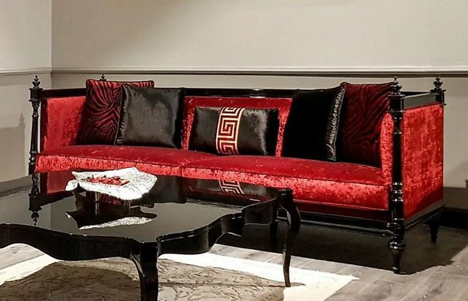 Casa Padrino Sofa Luxus Barock Sofa Rot / Schwarz - Handgefertigtes Wohnzim günstig online kaufen