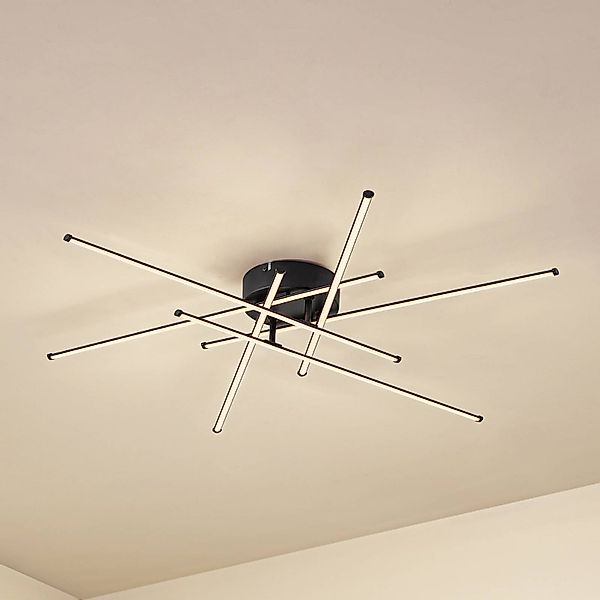 Lindby LED-Deckenleuchte Elviano, Ø 80 cm, schwarz, 3.000 K günstig online kaufen