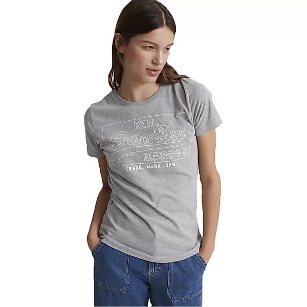 Superdry Vintage Logo Outline Kurzarm T-shirt L Grey Marl günstig online kaufen