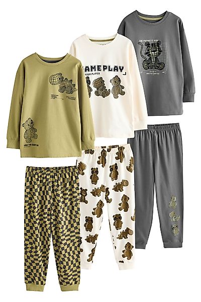 Next Pyjama Schlafanzug aus Baumwolle, 3er-Pack günstig online kaufen