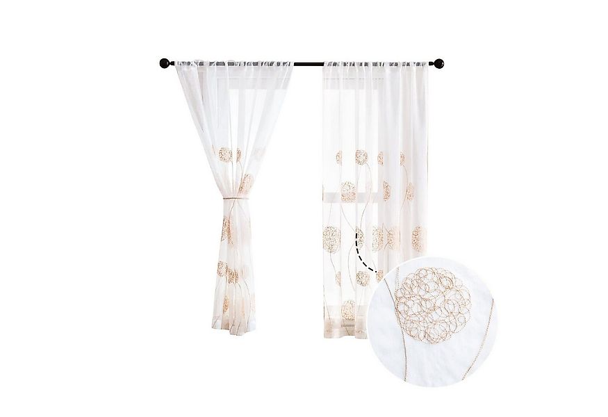BYSURE Gardine (2 St), Stangendurchzug, transparent, Voile, Bestickt Ösenvo günstig online kaufen