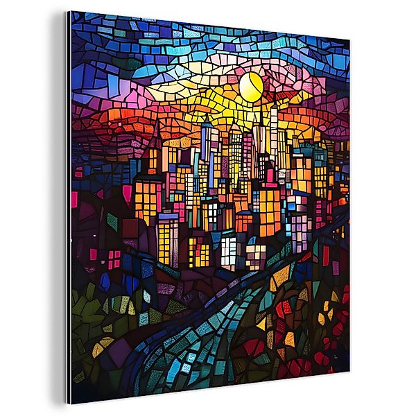 MuchoWow Metallbild Stadt - Mond - günstig online kaufen