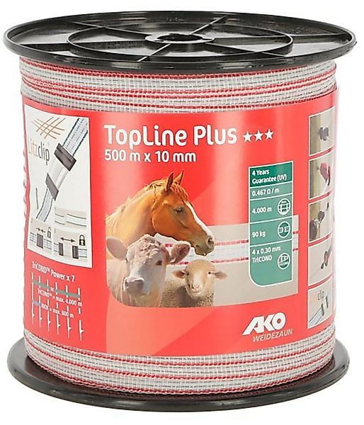 Kerbl Weidenzaun Kerbl TopLine Plus Weidezaunband, weiß/rot, Länge 500 m, 4 günstig online kaufen