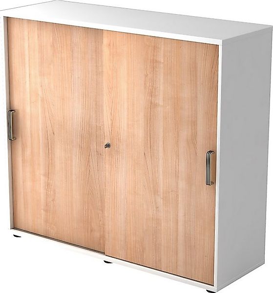 bümö Aktenschrank Schiebetürenschrank office - 3 Ordnerhöhen Dekor: Weiß/Nu günstig online kaufen