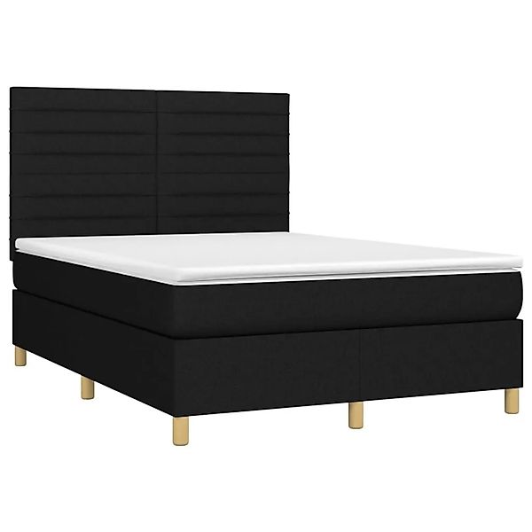 vidaXL Boxspringbett mit Matratze & LED Schwarz 140x190 cm Stoff 3135511 günstig online kaufen
