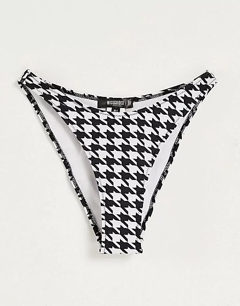 Missguided – Boomerang – Bikinihose mit Hahnentrittmuster-Schwarz günstig online kaufen
