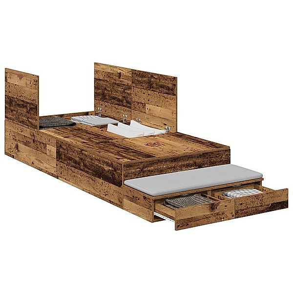 vidaXL Bett Stauraumbettgestell Altholz Massivholz Altholz 190 x 90 cm (1-t günstig online kaufen