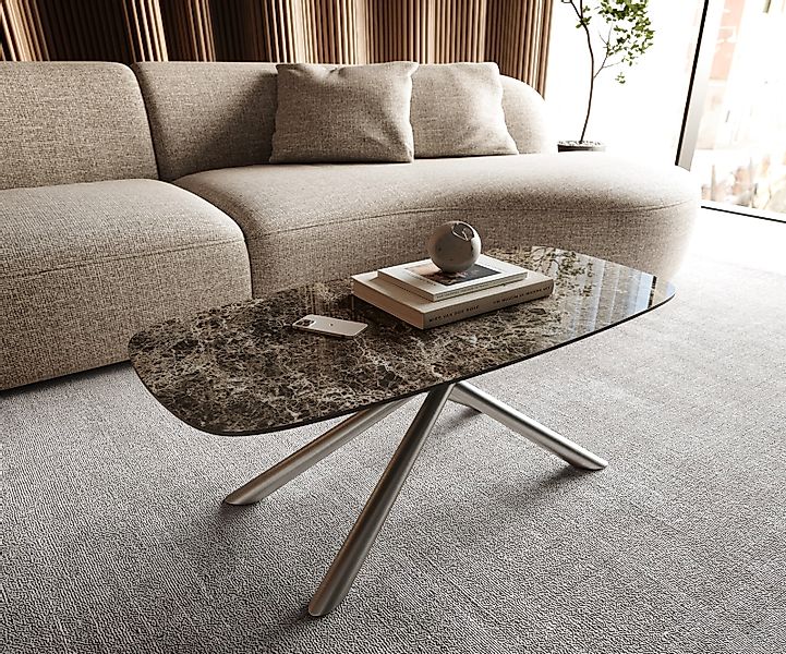 Couchtisch Edge Boot 100x50 cm Keramik Emperador Extra Lucidato Dunkelbraun günstig online kaufen