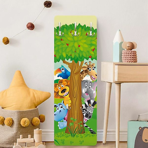 Wandgarderobe Holzpaneel Kinderzimmer No.BF1 Dschungeltiere günstig online kaufen