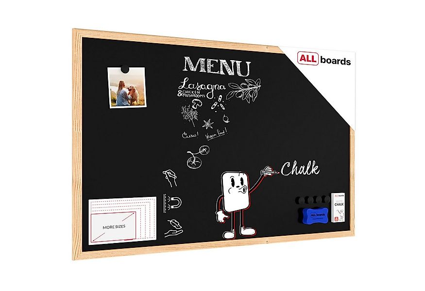 ALLboards Tafel Schwarze Magnetische Kreidetafel Naturholzrahmen Schreibtaf günstig online kaufen