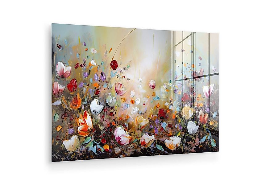 MuchoWow Acrylglasbild Ölfarben - Blumen - Farbenfroh - Natur, Inkl. Aufhän günstig online kaufen