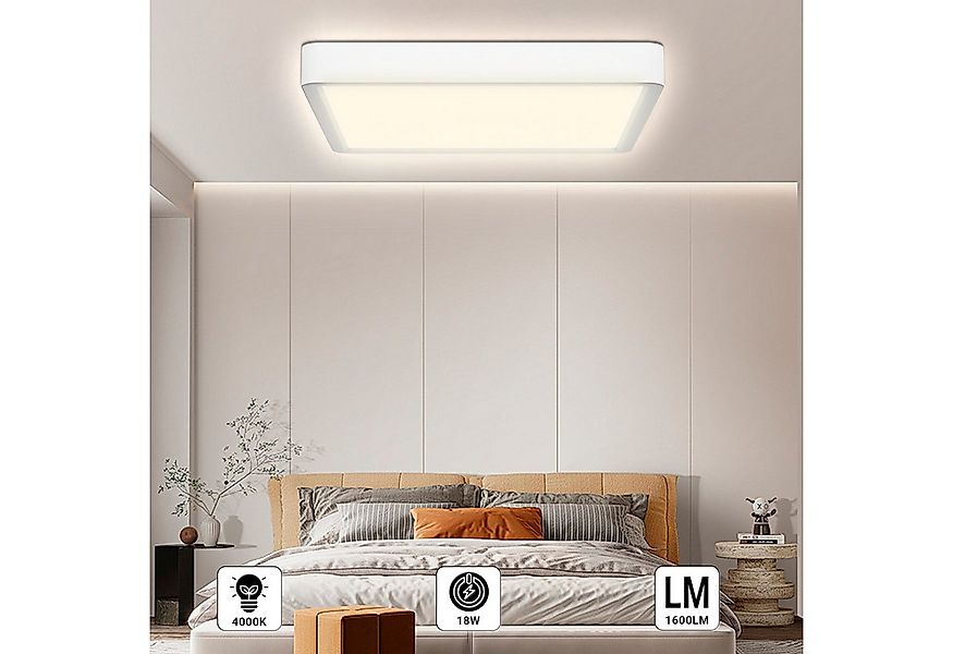 LQWELL LED Deckenleuchte Quadrat Flach LED Deckenlampe, 18W,1600LM, LED fes günstig online kaufen