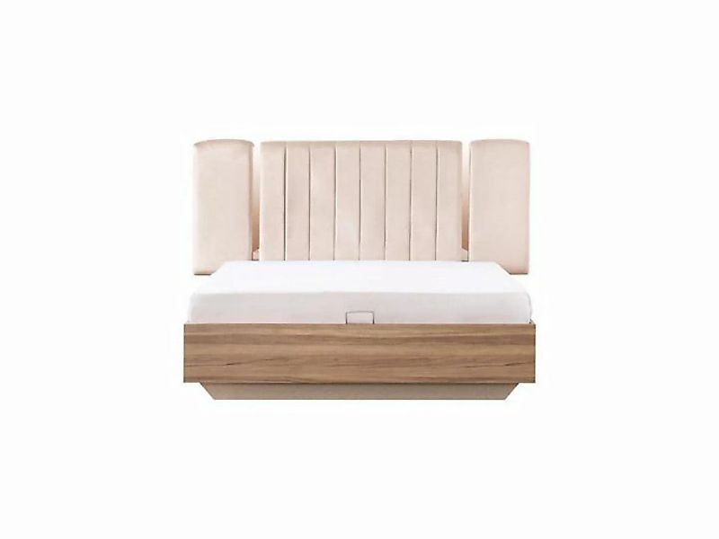 JVmoebel Bett Bettrahmen Bett Doppelbett mit Bettkasten Beige Stoff Luxus M günstig online kaufen