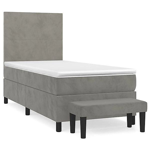vidaXL Boxspringbett mit Matratze Hellgrau 80x200 cm Samt1357148 günstig online kaufen