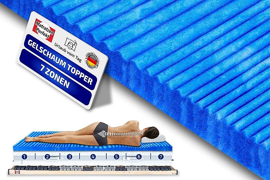 Matratzen Perfekt, Topper 8 cm Hoher Gel Schaumtopper mit 7 Zonen 55 kg/m³ günstig online kaufen