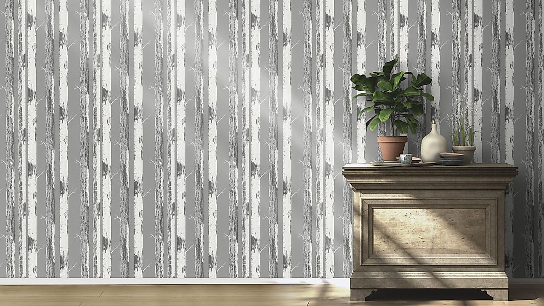 Rasch Papiertapete mit Birkenstämmen, strukturiert, Holz, günstig online kaufen