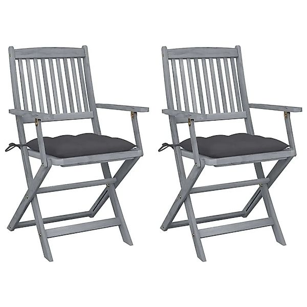 vidaXL Klappbare Gartenstühle 2 Stk mit Kissen Massivholz Akazie 3064497 günstig online kaufen