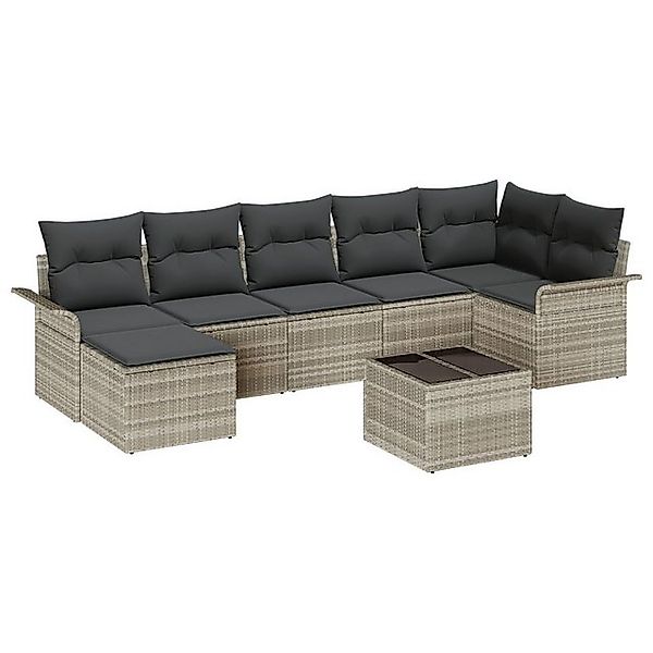 vidaXL Loungesofa 8-teiliges Garten-Sofa-Set mit Kissen Grau Poly Rattan, 8 günstig online kaufen
