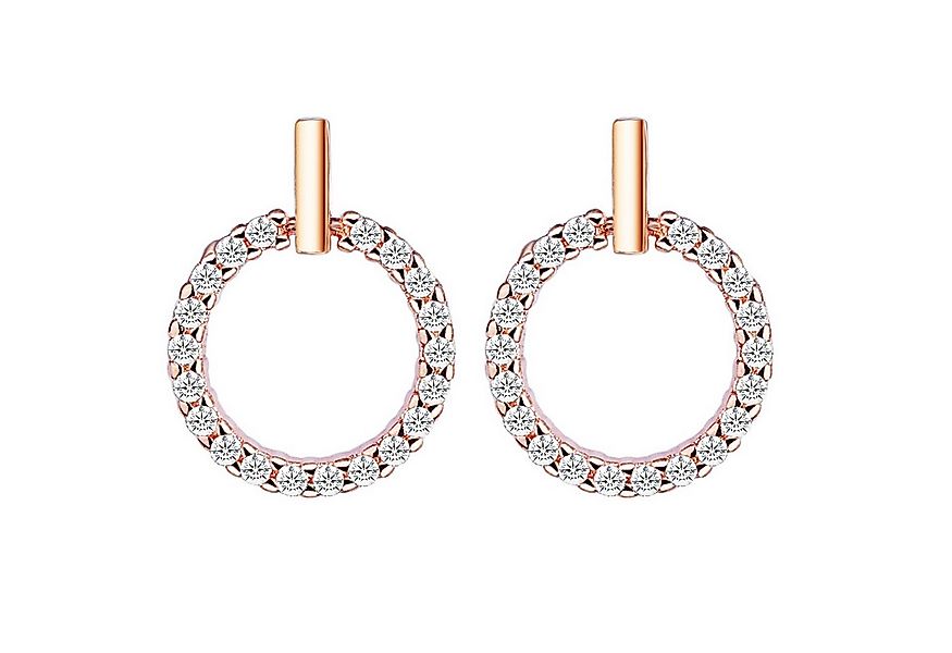 LÖB Paar Ohrstecker 18K Roségold vergoldet Ohrstecker Zirkonia Kreis Offen günstig online kaufen