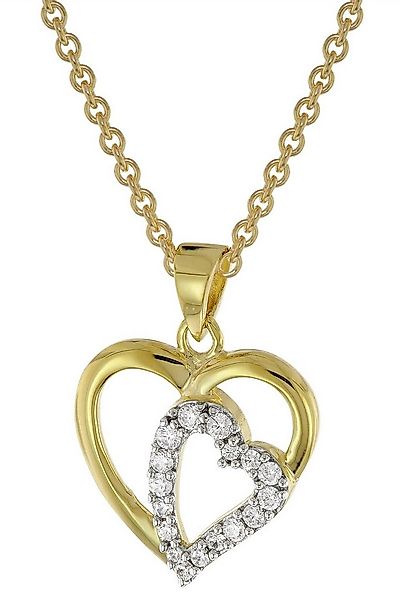 trendor Kette mit Anhänger Herz-Anhänger mit Zirkonia Gold 585 mit goldplat günstig online kaufen