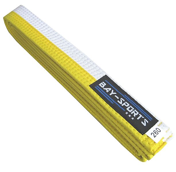 BAY-Sports Karateanzug Budogürtel weiß/gelb HALB gestreift zweifarbig Karat günstig online kaufen