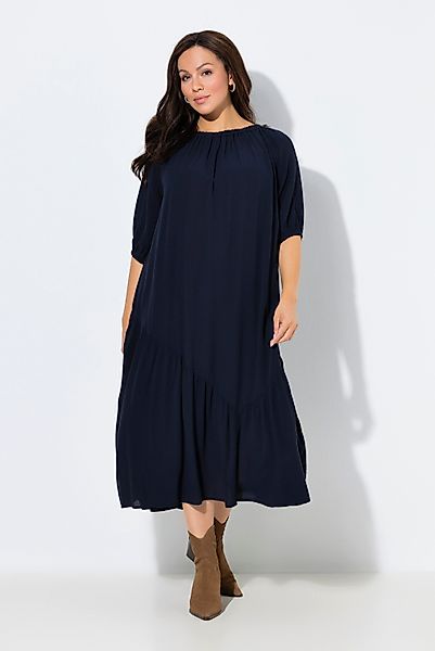 Ulla Popken Maxikleid Midikleid Struktur Volantsaum günstig online kaufen