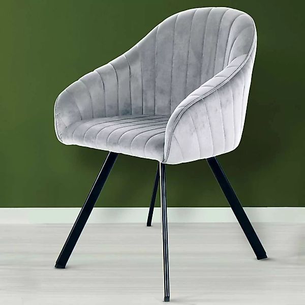 Samt Stühle in Silbergrau Armlehnen (2er Set) günstig online kaufen