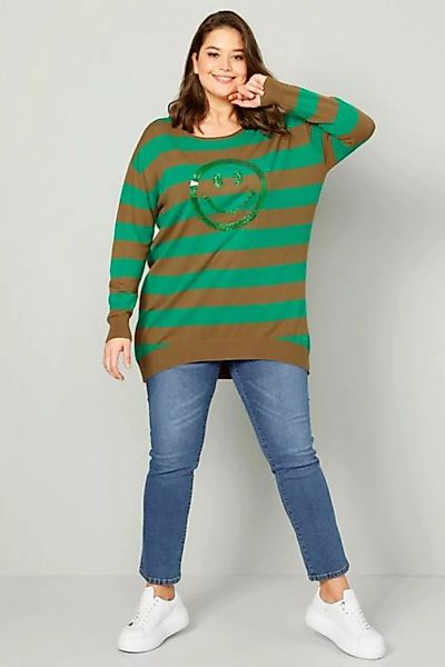 Angel of Style Strickpullover Long-Pullover oversized Pailletten-Smiley Run günstig online kaufen