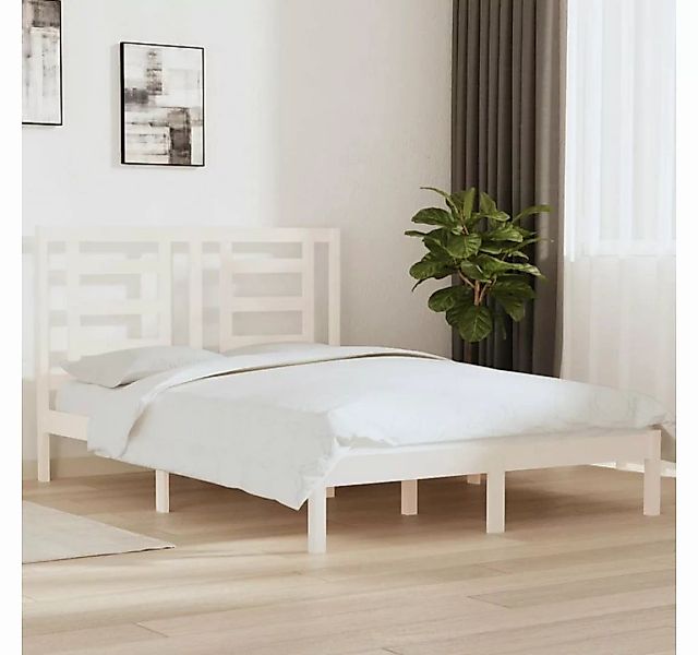 furnicato Bett Massivholzbett Weiß Kiefer 150x200 cm günstig online kaufen