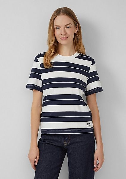 s.Oliver Kurzarmshirt T-Shirt Verkürztes Baumwoll-Streifen-T-Shirt mit Patc günstig online kaufen