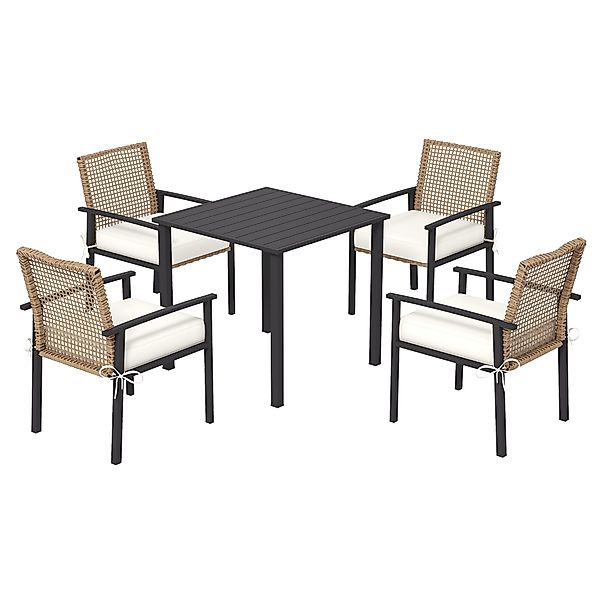 Outsunny Rattan Sitzgruppe 5-tlg Gartenmöbel Set für 4 Personen Balkonset m günstig online kaufen