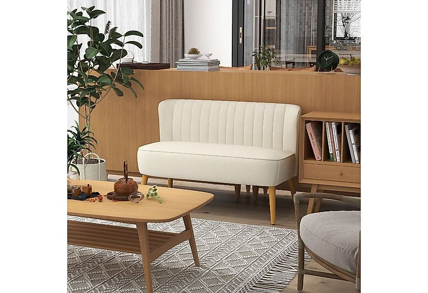 HOMCOM 2-Sitzer Zweisitzer, Loveseat mit Leinenoptik, Doppelsofa mit Holzbe günstig online kaufen