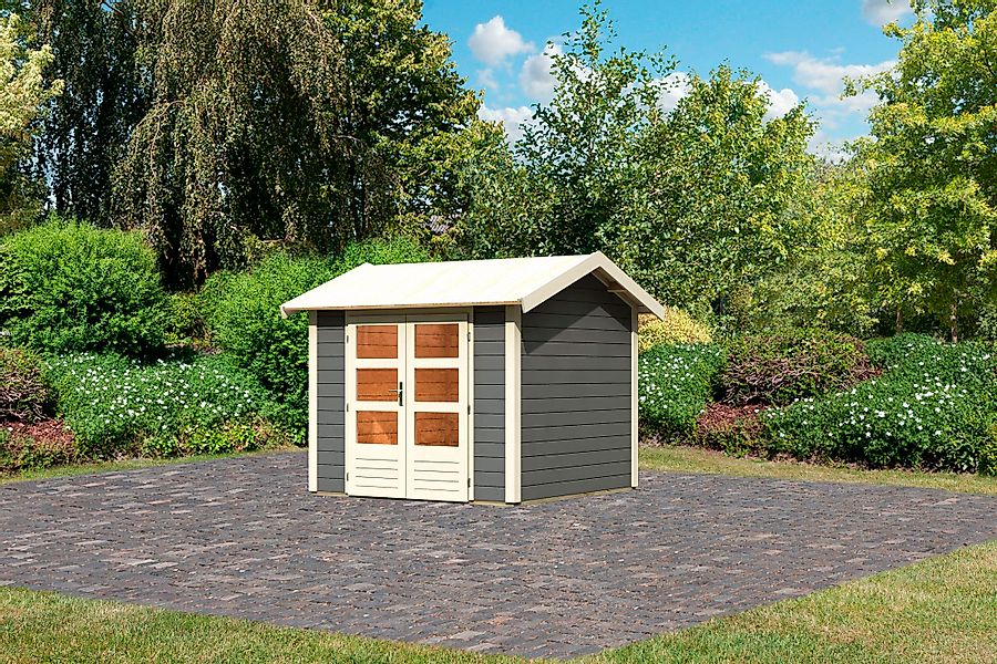 Karibu Gartenhaus "Traufberg 3", terragrau günstig online kaufen