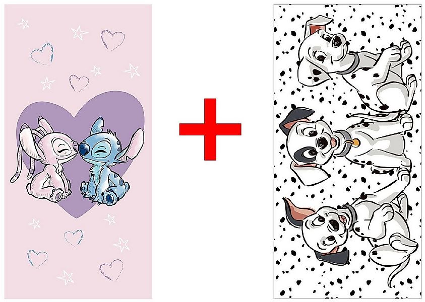 Disney Handtücher Disney Lilo und Stitch + 101 Dalmatiner Handtuch Badetuch günstig online kaufen