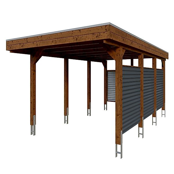 Skan Holz Carport Friesland Hybrid 314 cm x 555 cm Nussbaum günstig online kaufen