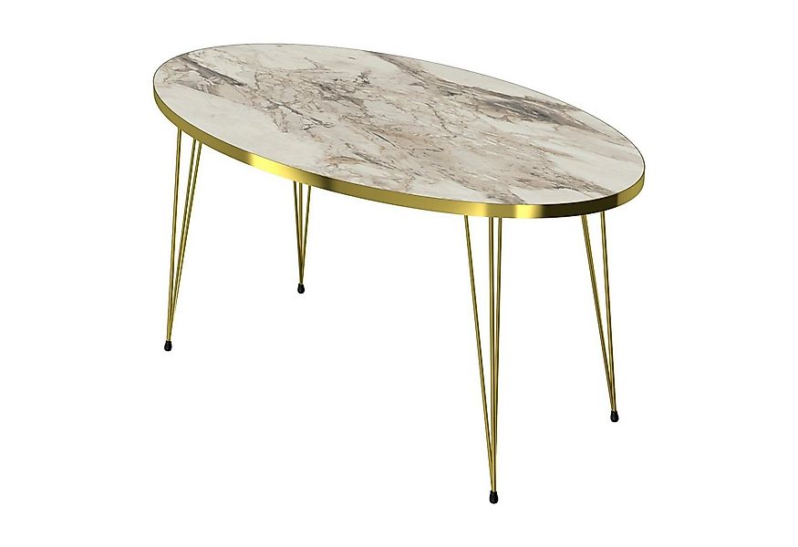 en.casa Couchtisch, »Skævinge« Sofatisch oval 43 x 90 x 50 cm Marmor, weiß günstig online kaufen