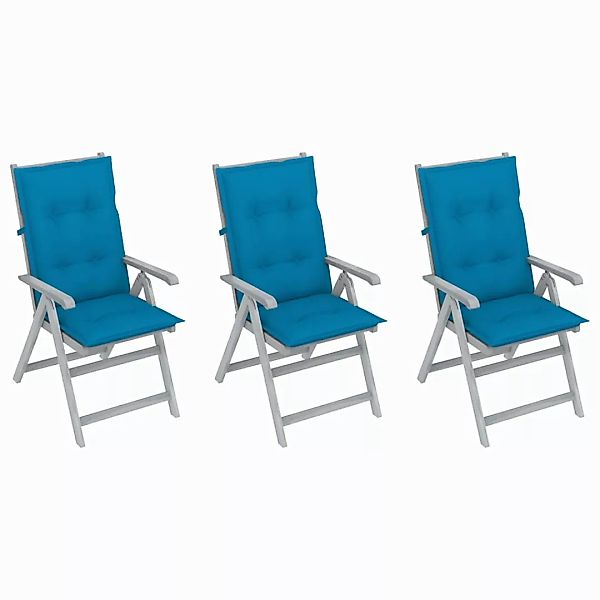 Verstellbare Gartenstühle 3 Stk. Mit Auflagen Massivholz Akazie günstig online kaufen
