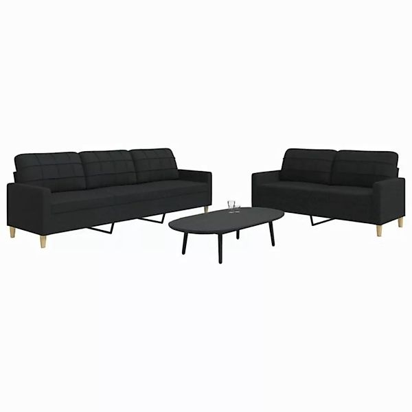 vidaXL 2-Tlg Sofagarnitur Schwarz Stoff 2162850 günstig online kaufen